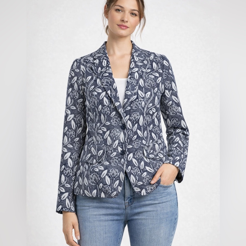 Paul & Shark Blue Leaf Pattern Blazer